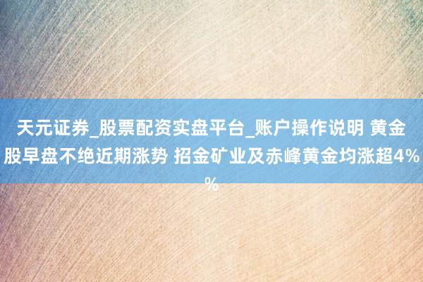 天元证券_股票配资实盘平台_账户操作说明 黄金股早盘不绝近期涨势 招金矿业及赤峰黄金均涨超4%
